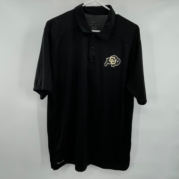 Nike Colorado Buffaloes Dri-FIT‎ Polo Shirt Black Golf Athletic Mens Large - Picture 2 of 8